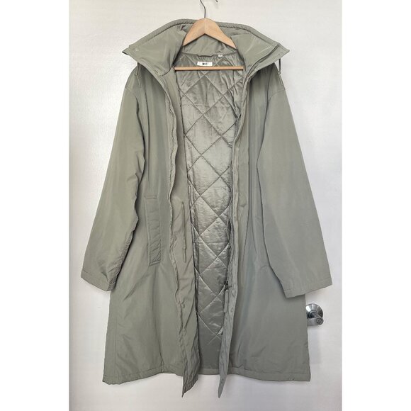 Uniqlo : C Oversized Hooded Coat Unisex Medium M Neutral Khaki Beige Taupe EUC - Picture 4 of 14